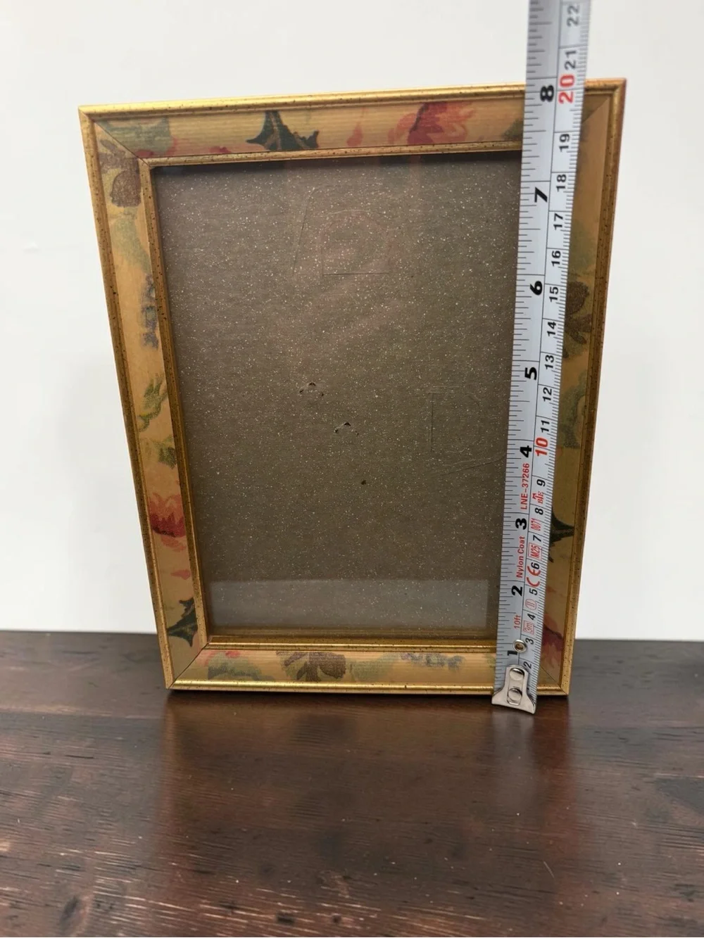 Vintage 90s Metal 5x7 Picture Frame w/ Beige Green Gold Tone Floral Boho Leaves